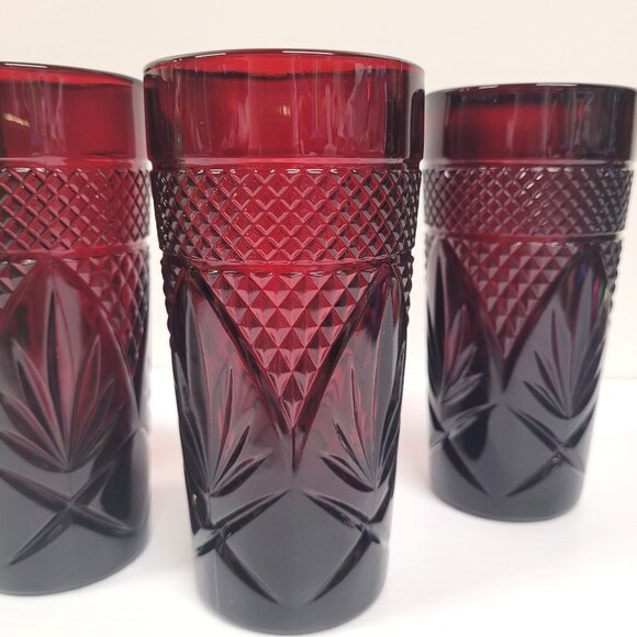 Luminarc Cristal D'Arques Durand Ruby Red Set 4 Tumblers Glass France 6 1/4'' - Picture 3 of 5